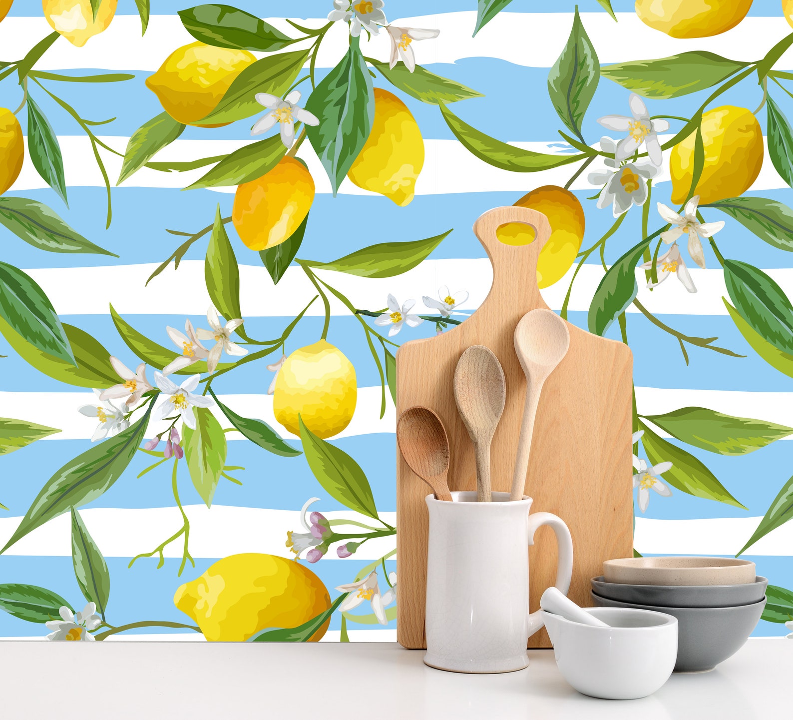 Lemon Capri Removable Wall Paper Lemon Tree Wall Paper Etsy