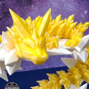 Citrine Dragon - Yellow Flexible Articulated Crystal Dragon Dual Color - 3d Printed - Free Shipping - Made in the USA