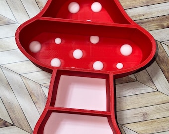 3D Printed Mushroom Shelf in Red and White - Perfect for Small Collectables