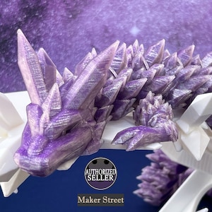 Ancient Amethyst Flexible Articulated Crystal Dragon Dual Color - Imprimé en 3D - Envoie gratuit - Fabriqué aux États-Unis