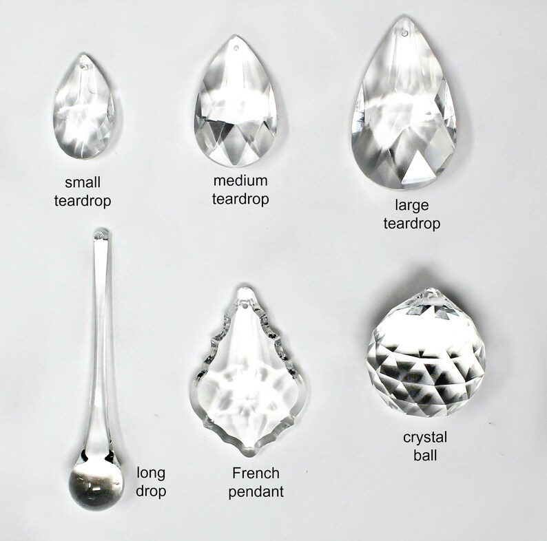 Large Clear Crystal Teardrop Prisms for Chandelier, 65mm Faceted Cut