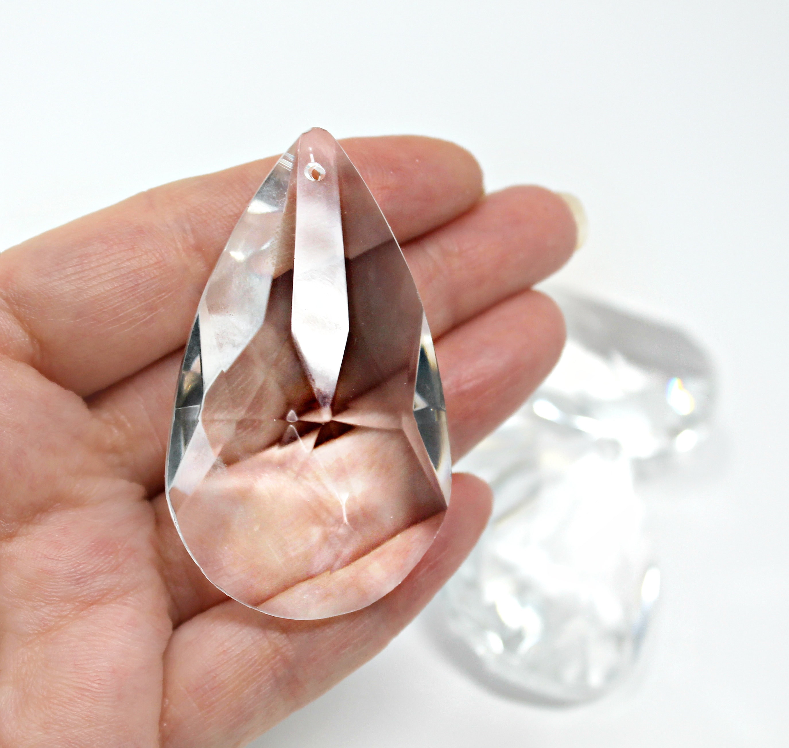 Large clear Crystal teardrop prisms for chandelier 65mm Etsy