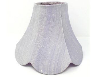 Lamp shade, Lavender Dupioni silk, scalloped clip on lampshade, purple raw Silk, light, lighting supply, craft, baby child room decor