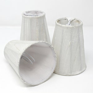 White Chandelier shades, white Dupioni silk, clip on shades, raw Silk, lamp, light, sconce, lighting supply, craft,baby child room decor