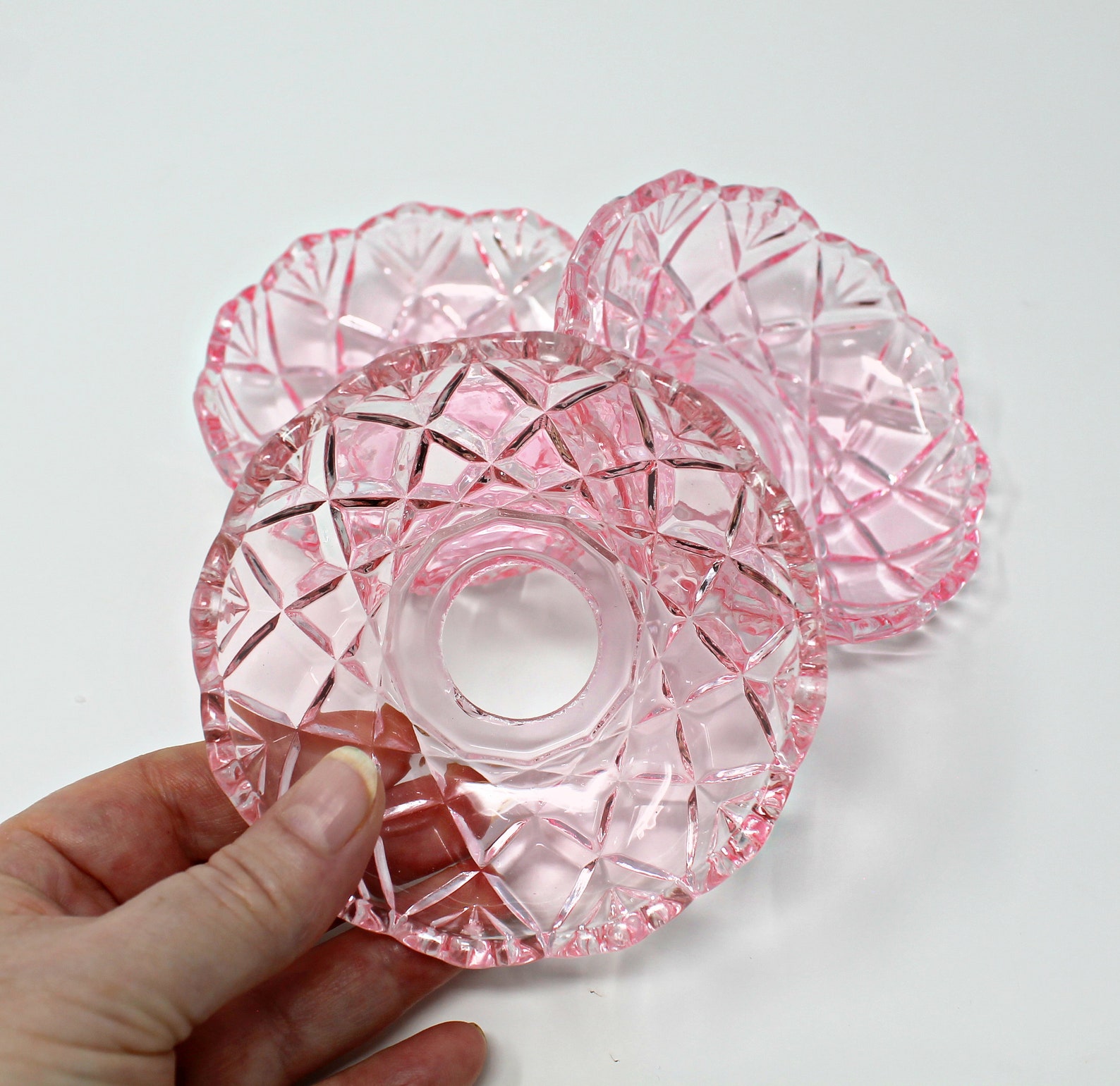 Pink Glass Bobeche for Chandelier Ornate Cut Glass Saucer Etsy
