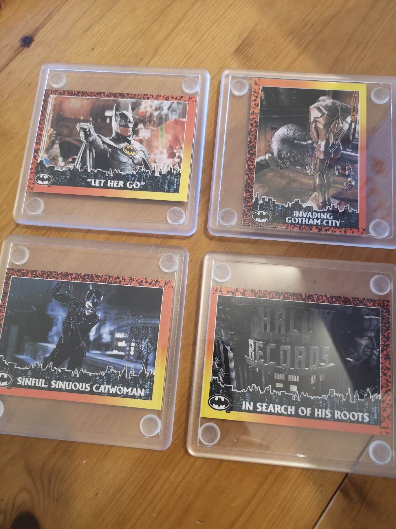 Set Of 4 1991 Batman Returns Trading Card Coasters Usable Etsy