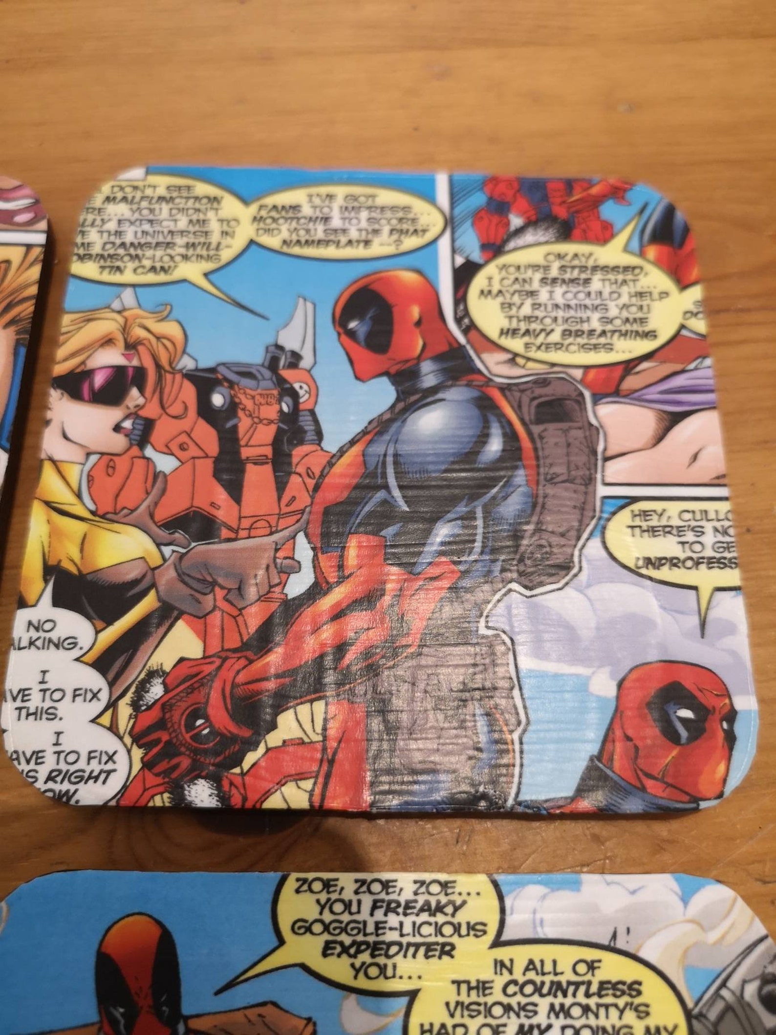 Set of 4 Unique Marvel Deadpool Inspired Coasters made from a Etsy