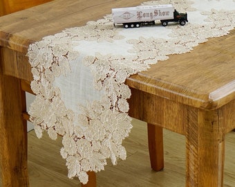 Lace Embroidery Table Runner,Linen Table Runner,Table Runners for Home,Floral/Placemats/Doilies,Table Decor,Table Cloth