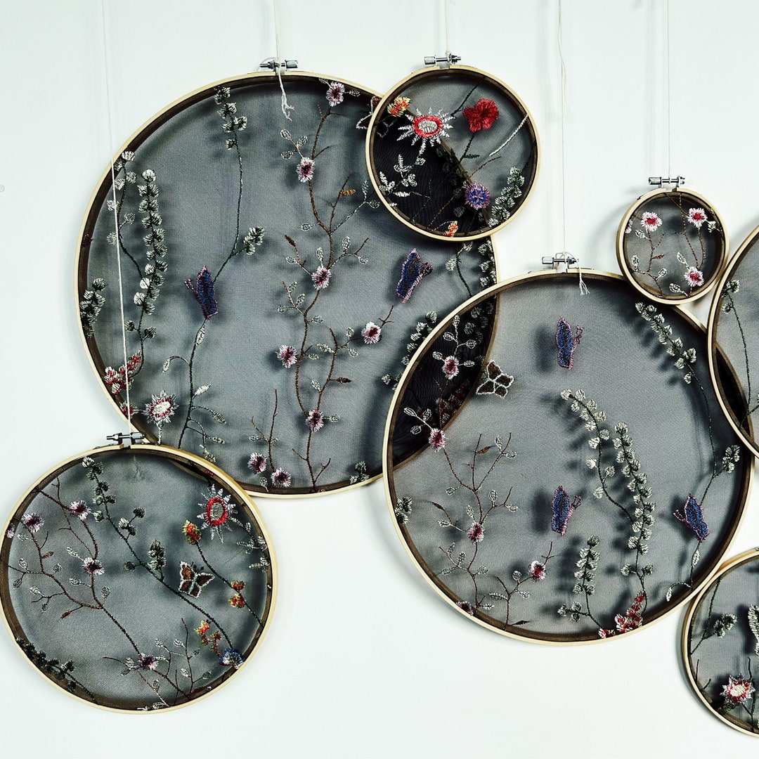 Embroidery Wall Hangings,wall Decoration,handmade Bamboo Flower Wall