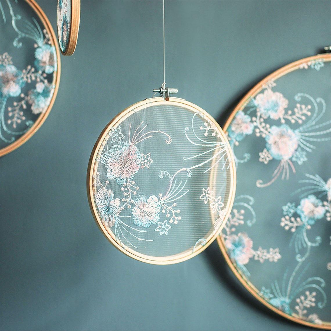 Flower Embroidery Wall Hangings DecorationWall Etsy