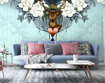 Wallpaper Wall Mural Wall Covering Wallpaper Simple Background Wall Living Room Bedroom Stereoscopic Flowers Animal