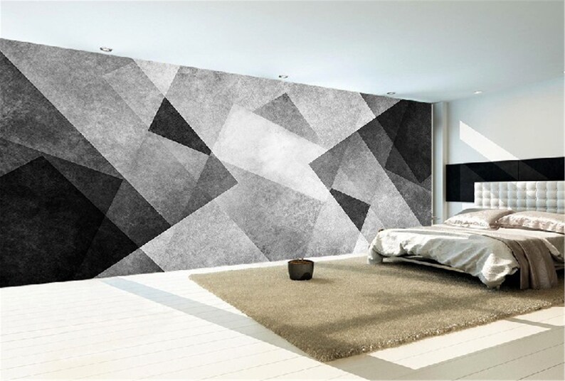 Black and White 3D Wallpaper Wall Cloth Wall Mural Wall Art Etsy