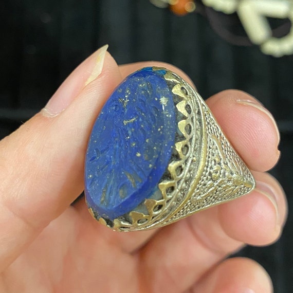 Antique Lapis Lazuli stamp ring