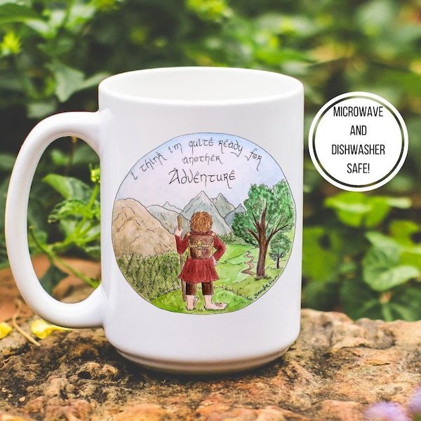 Lord of the Rings Mug Ready for Another Adventure Art LOTR gift Nerdy Fan gift Reading gift Tolkien Fan Art Bilbo Baggins coffee mug gift