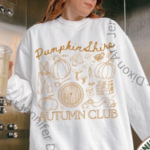 Sudadera Pumpkinshire Autumn Club / Suéter Pumpkin Patch para mujer, camiseta de otoño, suéter de calabaza, sudadera de fantasía, camiseta de lectora