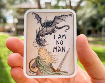 Woman Warrior Sticker fantasy Sticker Tolkien inspired art I am No Man sticker Elven Warrior Strong Woman Sticker sticker Nerdy fan gift