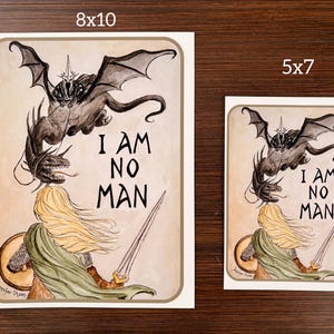 Lord of the Rings Art Eowyn I am No Man Warrior Strong Woman Art Tolkien Quote Nerdy Gift LOTR art print Lord of the Rings Wall Art Rohan