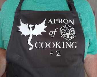 D&D Dragon Cooking Apron: Gamer Gift, Adjustable Tie-Back