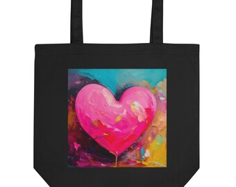 Heart Cotton Tote Bag, Unique Gift Idea, Friend Gift, Heart Lover Tote