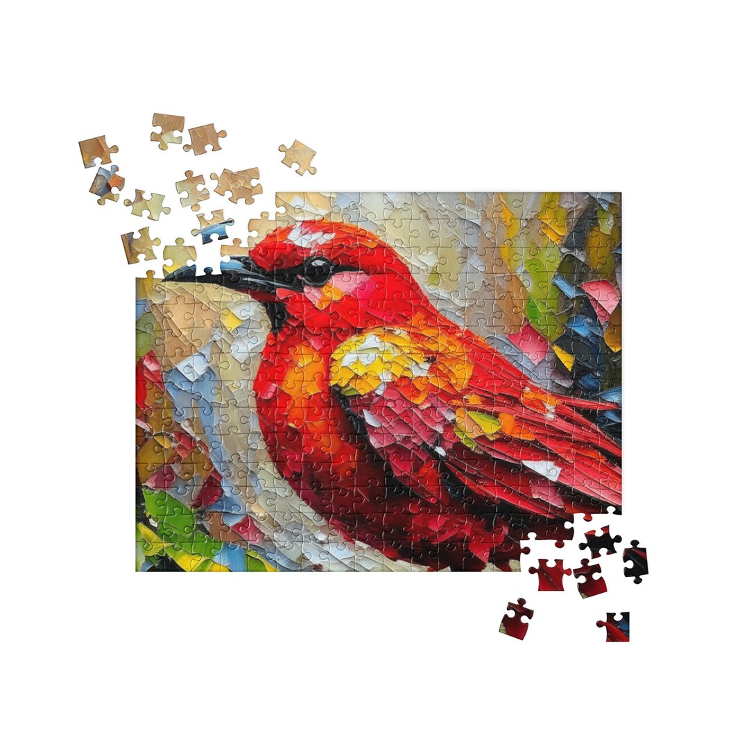 Cardinal Jigsaw Puzzle Red Cardinal Jigsaw Puzzle Puzzle for Etsy