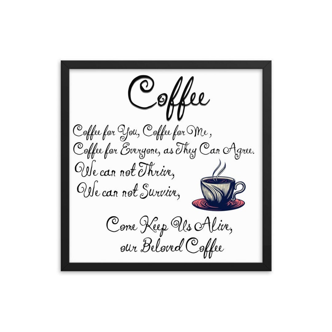 Coffee Framed Wall Decor, Coffee Lovers Wall Print, Home Decor, Kitchen