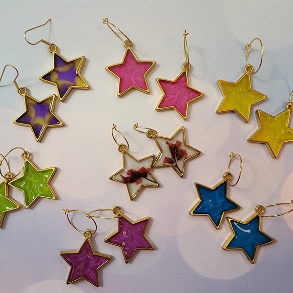 Resin Star Earrings | Dangle Earrings | Handmade Earrings | Gift Idea for Her | Unique Gift Idea | Birthday Gift Idea, Limited Edition Item