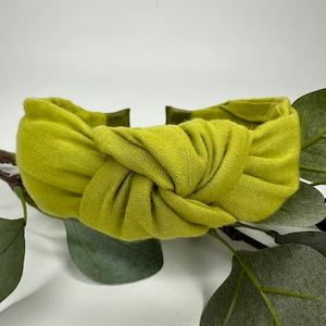 Chartreuse Linen Knot Headband - Hair Accessory, Unique Headband, Womens Headband, Top Knot, Alice Band, Hair Turban