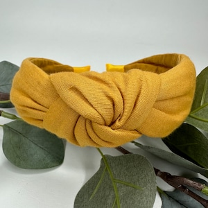 Sunflower Linen Knot Headband - Hair Accessory, Unique Headband, Womens Headband, Top Knot, Alice Band, Hair Turban