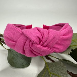 Hot Pink Linen Knot Headband - Hair Accessory, Unique Headband, Womens Headband, Top Knot, Alice Band, Hair Turban