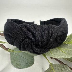 Black Linen Knot Headband - Hair Accessory, Unique Headband, Womens Headband, Top Knot, Alice Band, Hair Turban