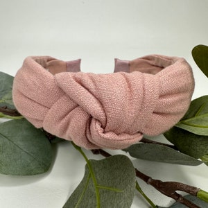 Powder Pink Linen Knot Headband - Hair Accessory, Unique Headband, Womens Headband, Top Knot, Alice Band, Hair Turban