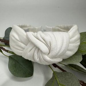 White Linen Knot Headband - Hair Accessory, Unique Headband, Womens Headband, Top Knot, Alice Band, Hair Turban