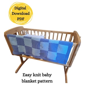 Baby Blanket Knitting Pattern Digital Download Double Knit Patchwork Squares 4mm Easy Knit PDF