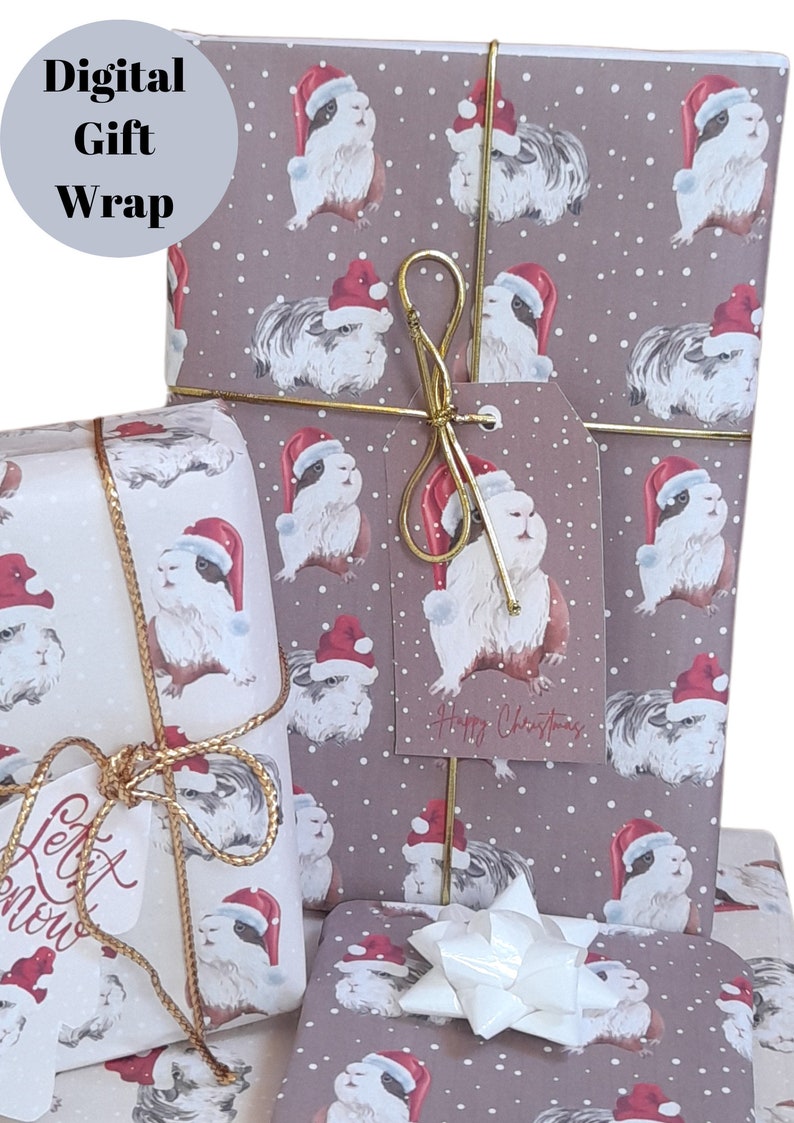 Guinea Pig Christmas Gift Wrap & Gift Tags Set Printable Paper Etsy UK