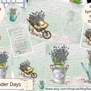 Lavender Days Shabby Chic vintage Style Printemps Été Jardin Numérique A4 Pages x 12 Journal Télécharger Plus Éphémère