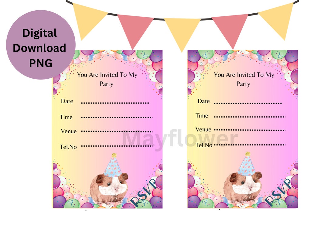 Guinea Pig Birthday Party Invitations Printable