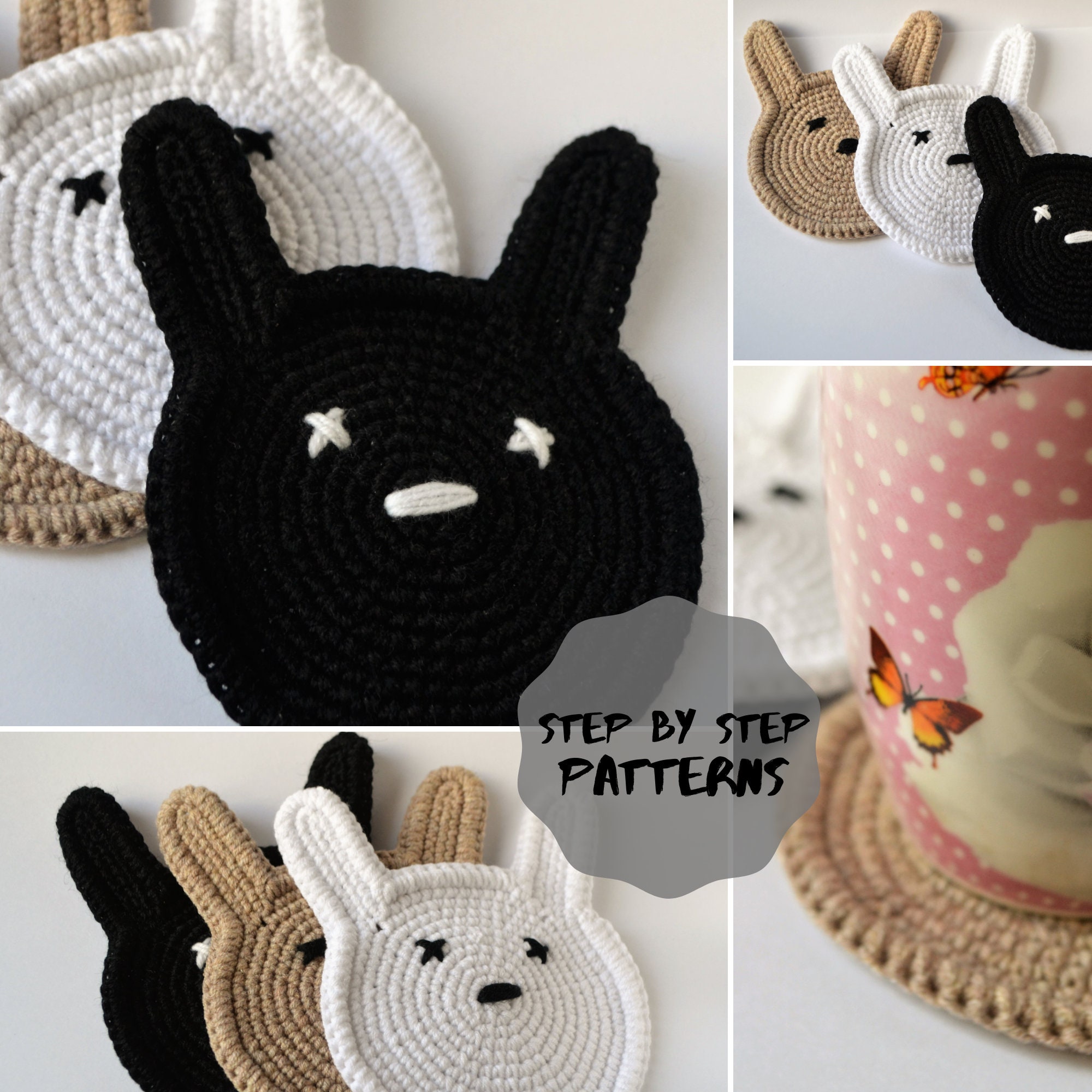Bad bunny cute coaster Crochet pattern Etsy