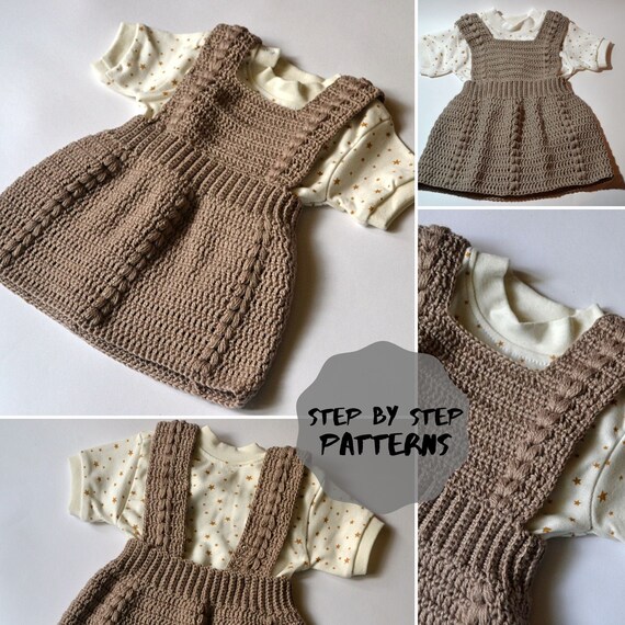 Crochet baby dress pattern pinafore dress pattern for girl 3 | Etsy