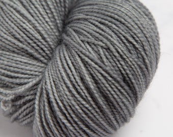 Medium Grey, Deluxe Sock Fingering Weight Yarn - Grey Kettle Dyed, Hand dyed Superwash Merino and Nylon blend