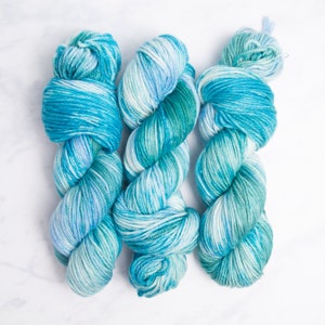 SeaFoam, Worsted Weight Yarn Beautiful, variegated tones of blues and pale greens, Hand dyed 100% Superwash Merino Wool image 2