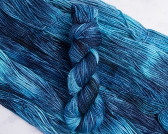 I'm So Blue, Worsted Weight Yarn - Beautiful, variegated tones of blues - light blue to navy, Hand dyed 100% Superwash Merino Wool