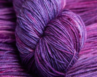 Purple Orchid, Sock Fingering Weight Yarn - Shades of purple variegated Hand dyed 100% Superwash Merino Wool