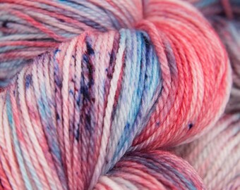 Liberty, 4th of July theme Sock Fingering Weight Yarn - Red White Blue variegated Hand dyed 100% Superwash Merino