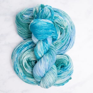 SeaFoam, Worsted Weight Yarn Beautiful, variegated tones of blues and pale greens, Hand dyed 100% Superwash Merino Wool image 4