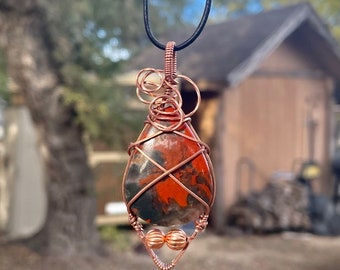 Tabu Jasper Copper Bead Copper Wrapped Pendant