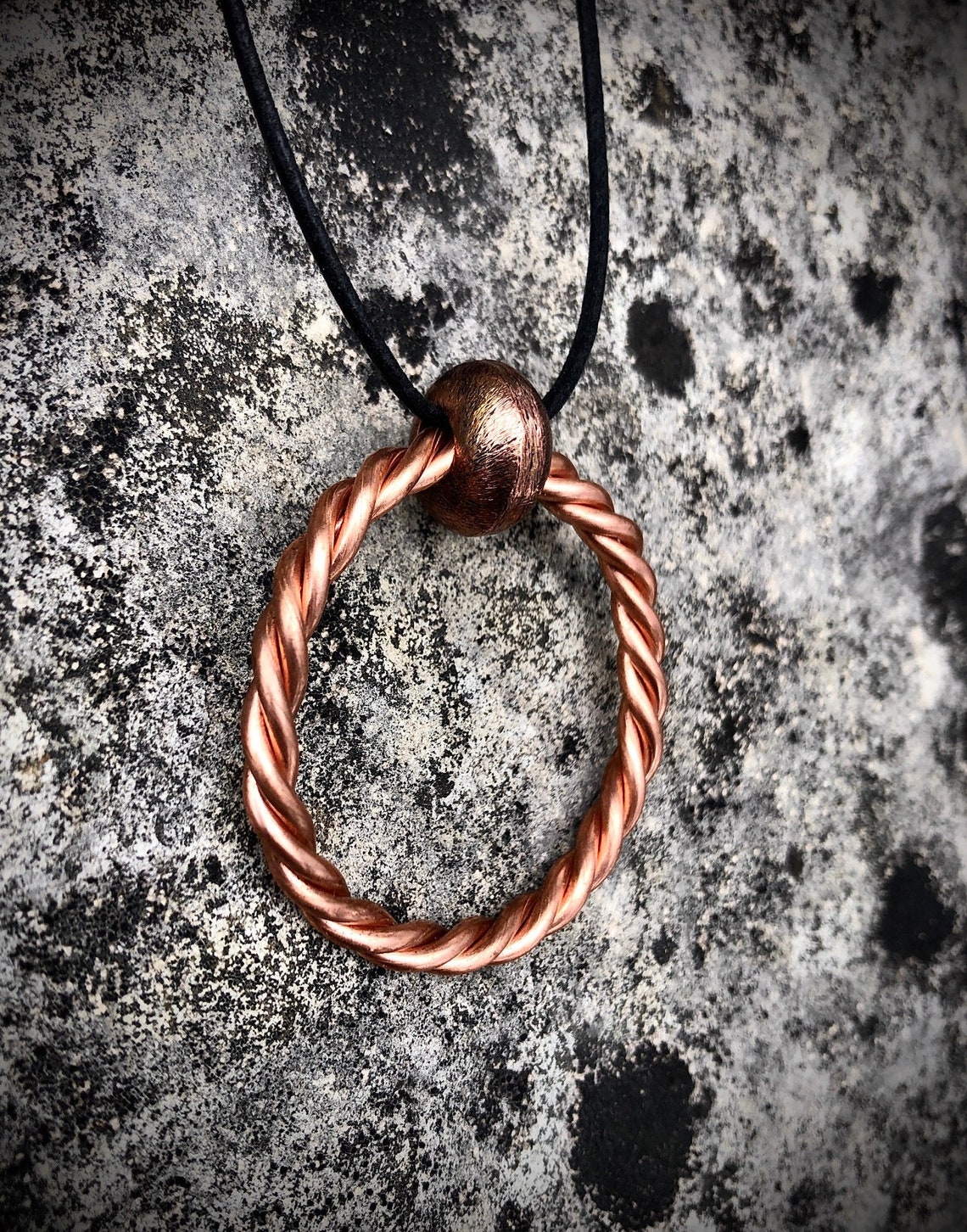 Twisted Copper Wire Varric's Hoop with Copper Bead Pendant Etsy