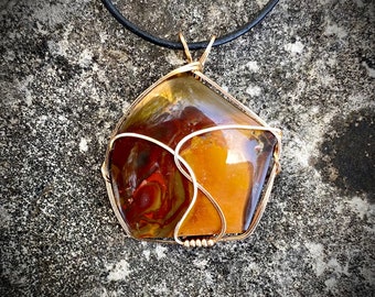 Art Deco Cherry Creek Jasper Bronze Pendant