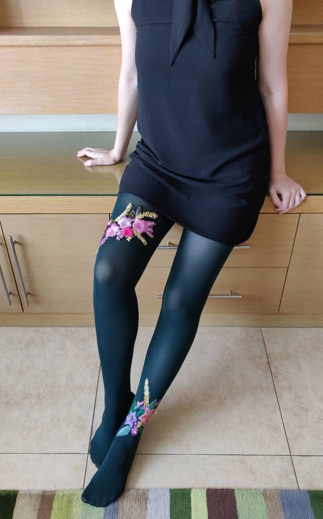 Stretch Tulle High-wasited Tights Embellished with Strings and Cut-out  Detailing