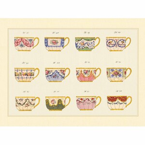 Tazze da tè d'epoca - Disegni in porcellana del XIX secolo - Stampa artistica giclée - Con cornice / Senza cornice / Tela