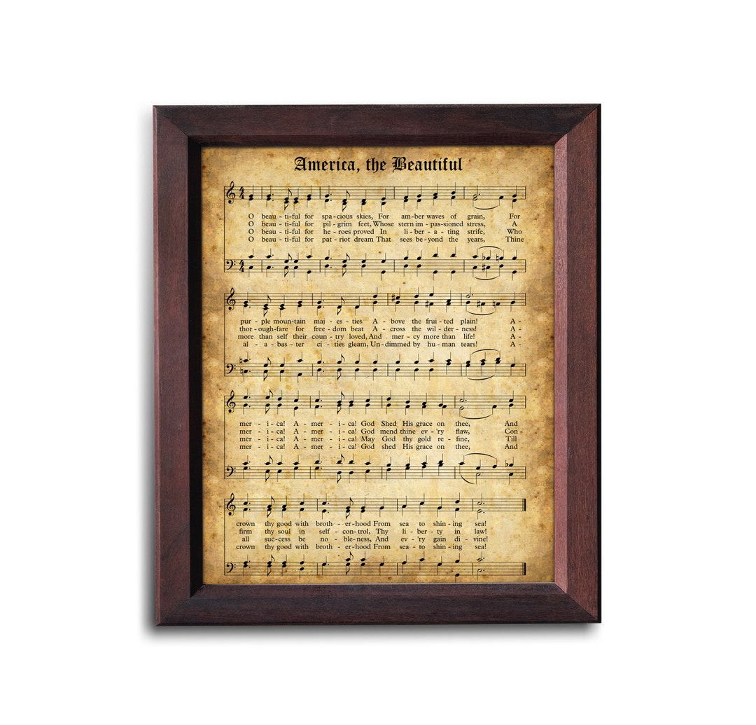 America the Beautiful Print | Printable Vintage Sheet Music | Hymn ...